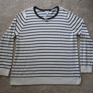 Old Navy women's XXL navy blue white striped crew neck long sleeve sweater